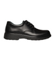 Black senior boys school lace up leather shoe with low heel and smooth upper