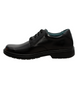 Black senior boys school lace up leather shoe with low heel and smooth upper