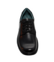 Black junior boys school lace up leather shoe with low heel and smooth upper