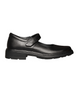 Black girls leather Mary Jane school shoe with self‑fastening strap and padded collar