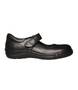 Black girls school Mary Jane leather shoe with low heel and smooth upper
