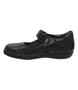 Black girls school Mary Jane leather shoe with low heel and smooth upper
