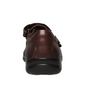 Brown girls school Mary Jane leather shoe with low heel and smooth upper