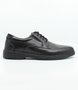 Mens black leather lace up shoe with smooth upper, stitched detailing and flexible comfort sole.