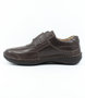 Moro mens leather hook and loop shoe with rounded toe, hand stitching and removable cushioned insole.