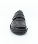 Schwarz mens leather hook and loop shoe with rounded toe, hand stitching and removable cushioned insole.
