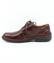 Mens brandy leather lace up shoe with smooth upper, stitched detailing and flexible comfort sole.