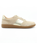Sand Multi womens leather lace up sneaker with contrast stitching, flexible comfort sole and casual everyday styling.