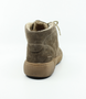 Taupe womens mid cut suede lace up boot with stitched detailing and padded collar.