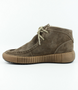 Taupe womens mid cut suede lace up boot with stitched detailing and padded collar.