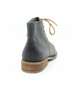 Black womens mid cut leather lace up boot with brogue detailing and stacked low heel.