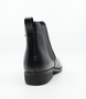 Schwarz womens leather ankle boot with elastic side panels, side zip and low heel comfort design.