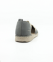 Jeans womens leather flat with laser cut perforations, open side panels and semi curved instep strap.