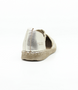 Platinum womens leather flat with laser cut perforations, open side panels and semi curved instep strap.