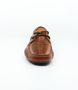 Rich Tan mens woven leather lace driver with side lacing, cushioned footbed and durable rubber sole.