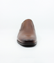 Tan mens leather slip on dress shoe with elastic gussets, padded sock and non slip heel.