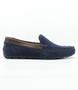 Navy Brown mens suede moc toe driver with Comfortech footbed, Suedetec linings and rubber driver sole.