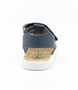 Blue Multi boys leather sandal with buckle front strap, hook‑and‑loop ankle strap and cushioned sole.