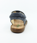 Navy boys leather sandal with double hook‑and‑loop straps and cork‑textured sole.