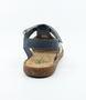 Blue Multi leather sandal with hook‑and‑loop ankle strap and cork‑textured sole.