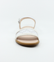 White girls leather sandal with braided front strap, stud detail and buckle ankle strap.