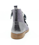 Grey girls glitter leather ankle boot with satin laces, side zip and cushioned sole.