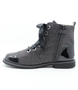 Black girls glitter leather ankle boot with satin laces, side zip and cushioned sole.