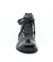 Black girls glitter leather ankle boot with satin laces, side zip and cushioned sole.