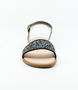 Black girls leather dress sandal with glitter strap and ankle buckle.