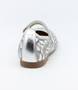 Argento girls leather Mary Jane shoe with embroidered metallic finish and strap fastening.