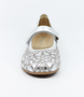 Argento girls leather Mary Jane shoe with embroidered metallic finish and strap fastening.