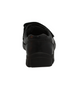 Black boys leather school shoe with double hook‑and‑loop straps and cushioned sole.