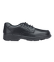 Black boys leather lace‑up school shoe with metal eyelets, removable insoles and padded collar.