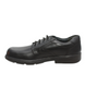 Black boys leather lace‑up school shoe with metal eyelets, removable insoles and padded collar.