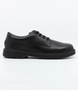 Black boys leather lace‑up school shoe with padded collar, breathable lining and flexible sole.