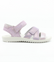 Lilac girls metallic leather open‑toe sandal with glitter straps and cushioned sole.