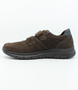 Caffe/Blu men’s suede leather casual shoe with navy heel detail and double hook‑and‑loop straps.