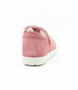 Pink girls suede leather Mary Jane with star detail, hook‑and‑loop strap and white sole.