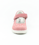 Pink girls suede leather Mary Jane with star detail, hook‑and‑loop strap and white sole.