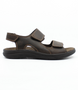 Caffe/Marrone men’s leather open‑toe sandal with triple hook‑and‑loop straps and cushioned sole.