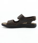 Caffe/Marrone men’s leather open‑toe sandal with triple hook‑and‑loop straps and cushioned sole.