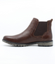 Café men’s leather Chelsea boot with elastic gussets and treaded sole.