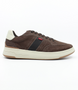 Tabacco men’s leather casual sneaker with perforated detail, cushioned footbed and contrast heel.