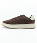 Tabacco men’s leather casual sneaker with perforated detail, cushioned footbed and contrast heel.