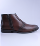 Tabacco men’s leather ankle boot with side zip and cushioned sole.