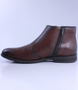 Tabacco men’s leather ankle boot with side zip and cushioned sole.