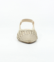 Offwhite women’s woven leather slingback flat with pointed toe and glossy heel.