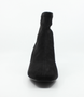 Negro women’s stretch suede ankle boot with pointed toe and block heel.