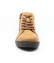 Tan women’s leather ankle boot with lace‑up front, side zip and cushioned insole.
