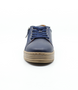 Navy women’s leather casual sneaker with lace‑up front, side zip and cushioned insole.